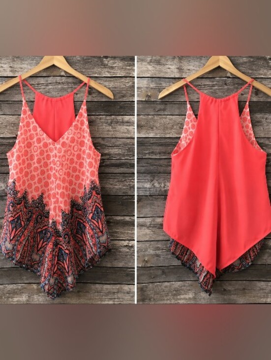 Three Hearts Tops - Pink & Orange Sleeveless Lightweight Reversible Top Size M By Three Of Hearts
